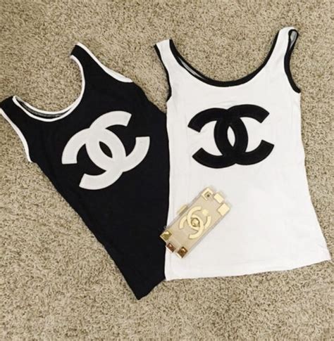 chanel tank top black|Chanel strappy tops.